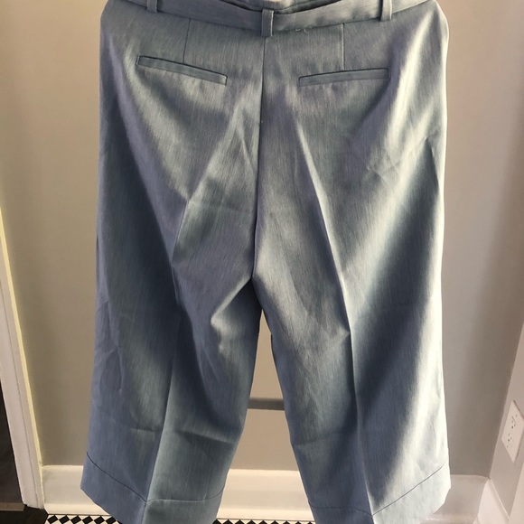 Cropped, wide leg, blue dress pant. - Picture 2 of 4